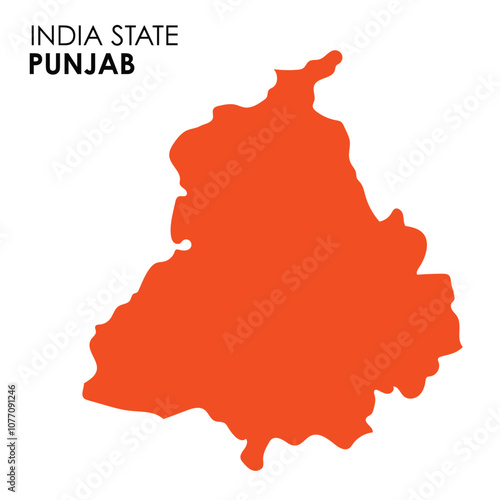 Punjab map of Indian state. Punjab map vector illustration. Punjab vector map on white background.