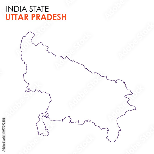 Uttar Pradesh map of Indian state. Uttar Pradesh map vector illustration. Uttar Pradesh vector map on white background.