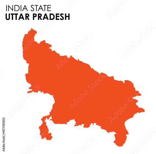 Uttar Pradesh map of Indian state. Uttar Pradesh map vector illustration. Uttar Pradesh vector map on white background.