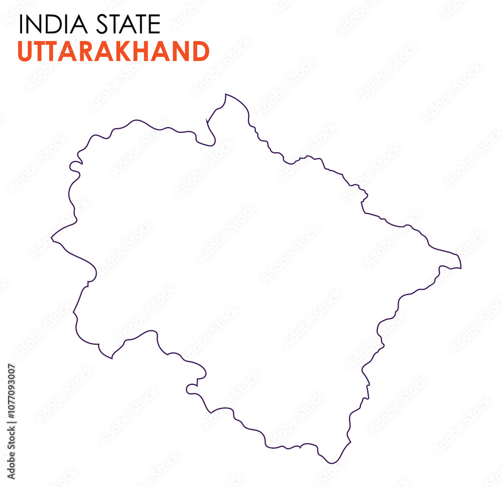 Uttarakhand map of Indian state. Uttarakhand map vector illustration. Uttarakhand vector map on white background. Uttarakhand map of Indian state. Uttarakhand map vector illustration. Uttarakhand vector map on white background.