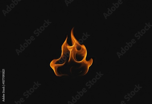 fire on black background, minimalism.Generative AI