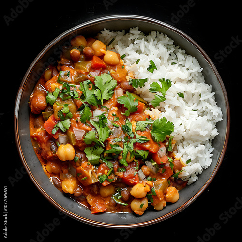 Professional Photograph of Chana Masala and Rice