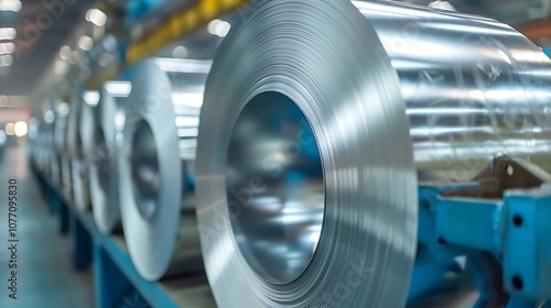 Metal Sheet Coils Stored in Manufacturing Facility