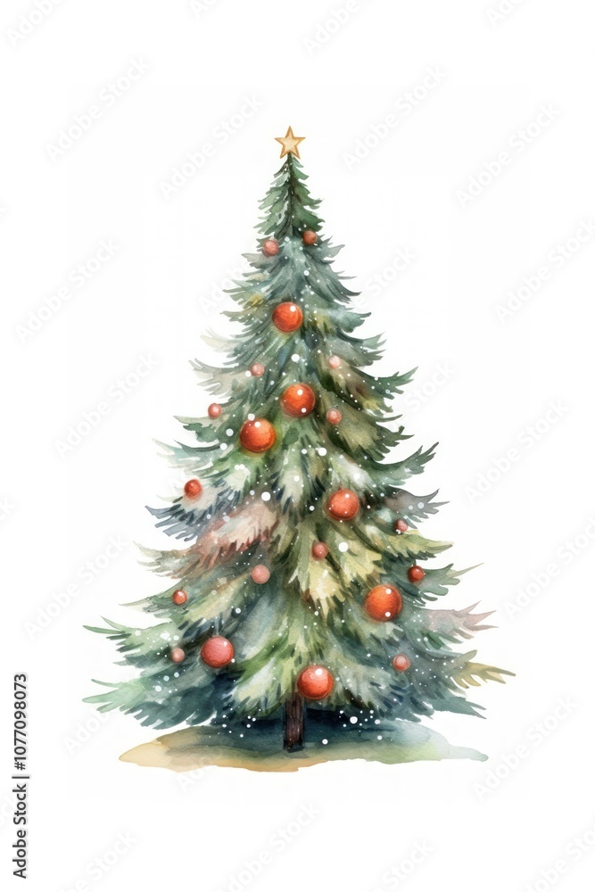 Fototapeta premium Christmas tree plant white background illuminated.