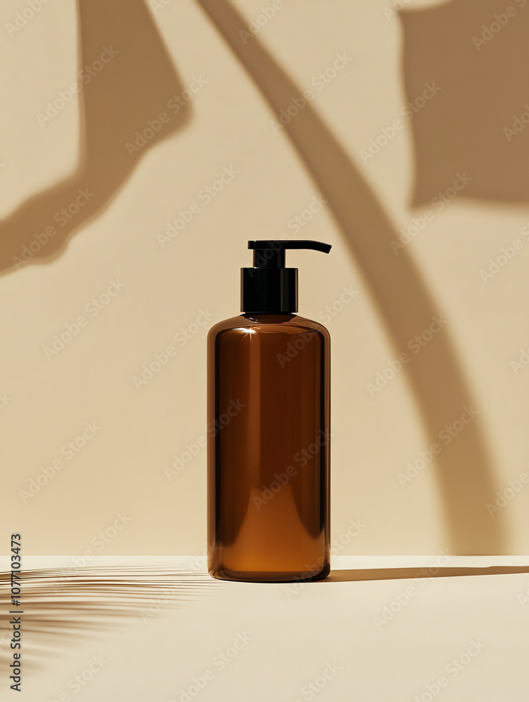 Naklejka premium A plastic soap and lotion bottle with a pump dispenser isolated on a neutral background