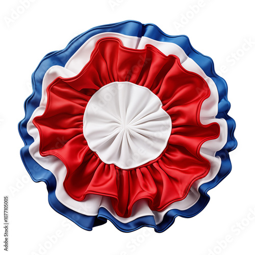 French Revolution cockade rosette in tricolor symbolizes France, patriotism, and liberty, capturing national pride and revolutionary spirit, transparant PNG
