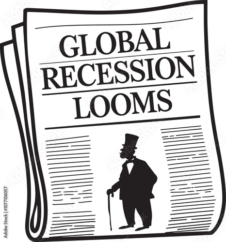 Global Recession Looms Newspaper Headline Vector Illustration Graphic