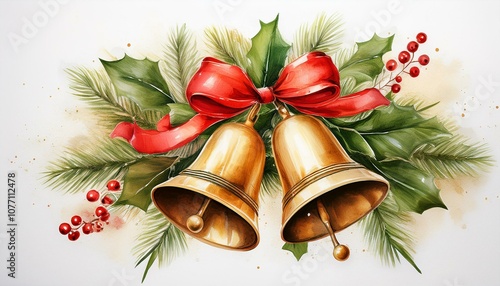 jingle christmas bells watercolor