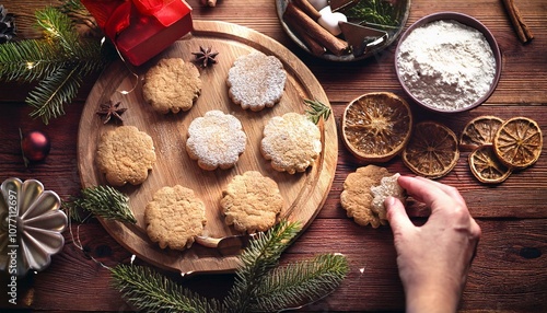 Making christmas coockies at home photo