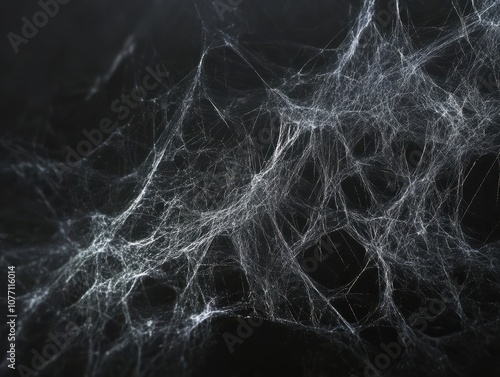 Dark Spider Webs on Black Background photo