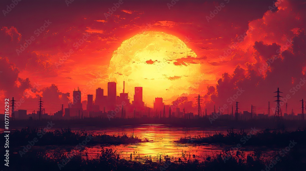 Naklejka premium An visually communicates the global warming concept, emphasizing environmental changes