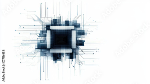 Isolated microchip structure with circuit connections, showcasing technology and innovation
