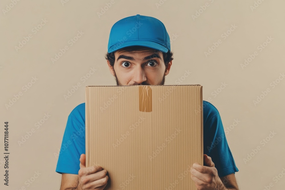professional delivery guy employee man wears cap and t shirt professional delivery guy employee man wears cap and t shirt