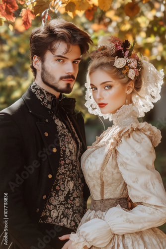 Old fashioned aristocratic couple victorian era