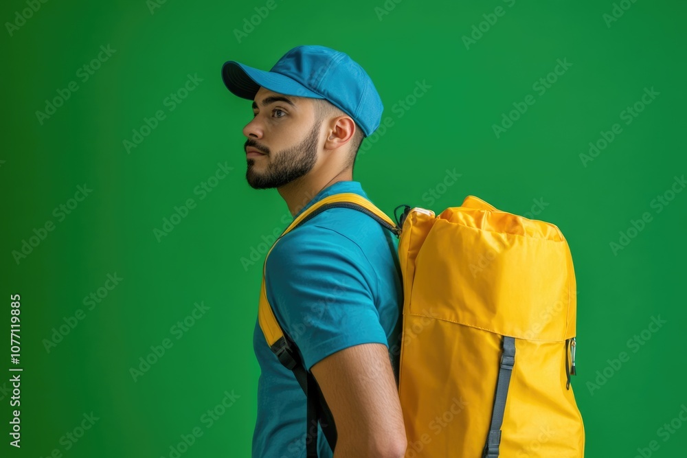 professional delivery guy employee man wears cap and t shirt professional delivery guy employee man wears cap and t shirt