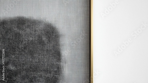 Slim brass frame holding black-and-white drawing on linen surface photo