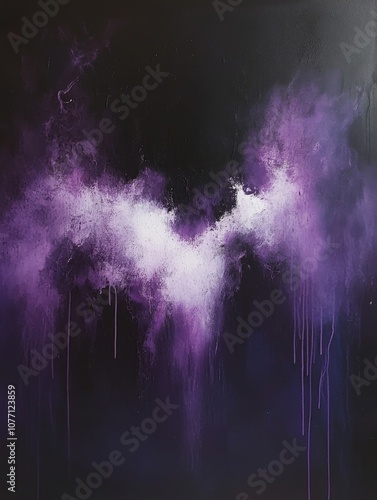 Abstract Purple and Black Fluid Art with Organic Marble Texture and Cosmic Vibes