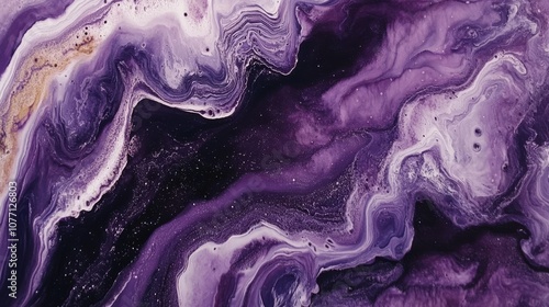 Abstract Purple and Black Fluid Art with Organic Marble Texture and Cosmic Vibes