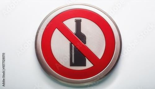 Free Download Alcohol Prohibition Sign with Bottle and Glass Icons Crossed Out. Symbol for No Alcohol Zones, Safety Regulations, Health Campaigns, or Restricted Areas with Zero Tolerance for Drinking - GFXLoad
