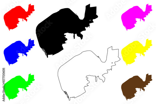 Radford city County, Commonwealth of Virginia (Independent city, U.S. county, United States of America, USA) map vector illustration, scribble sketch Lovely Mount, English Ferry and Ingles Ferry map photo