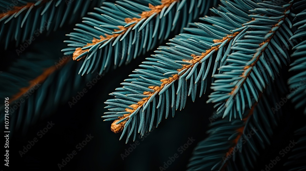 Fototapeta premium Green pine needles with brown tips.