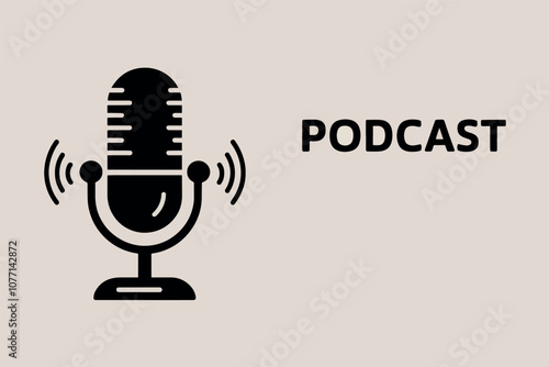 Studio microphone vector illustration, podcast and communications concept.