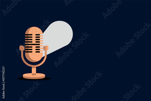 Studio microphone vector illustration, podcast and communications concept.