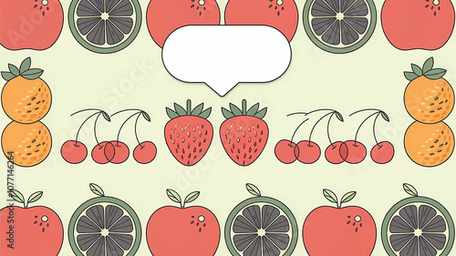 Minimalistic bright illustration of fruits. Food art
