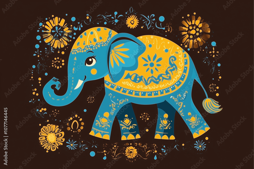 Obraz premium Indian style decorative illustration of elephant