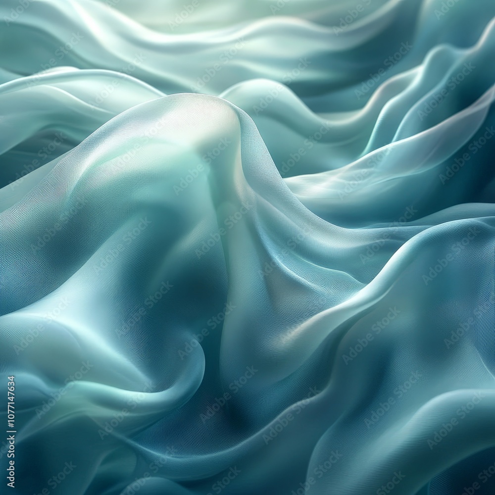 Obraz premium Soft Abstract Fluid Shapes in Pastel Green and Blue Hues