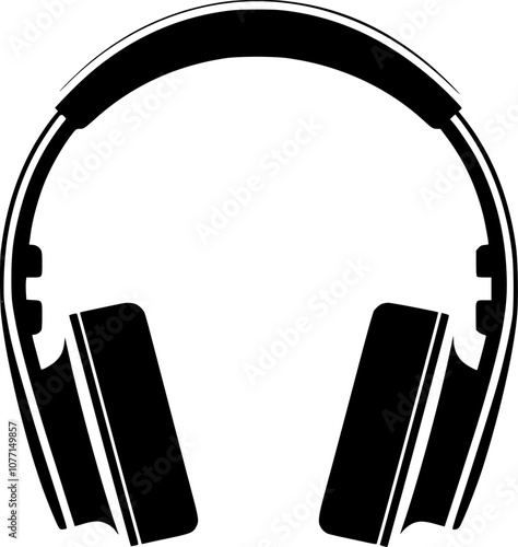 Headphone | Black and White Vector illustration