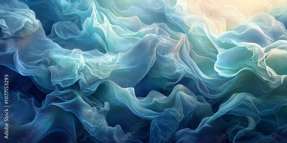 Fototapeta premium Soft pastel abstract waves of flowing fabric in motion
