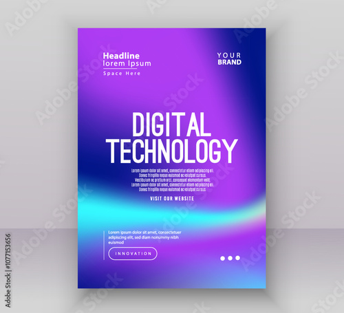 Poster brochure cover banner presentation layout template, Technology digital futuristic internet network blue purple gradient background, Abstract cyber future tech, Ai big data business vector