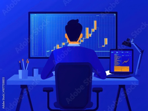 AI trading assistant suggesting portfolio rebalancing, goaloriented, tidy office setup photo