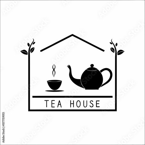      Tea house logo vector illustration.
