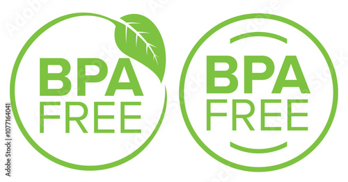 BPA free round symbol, with leaves, vector illustration