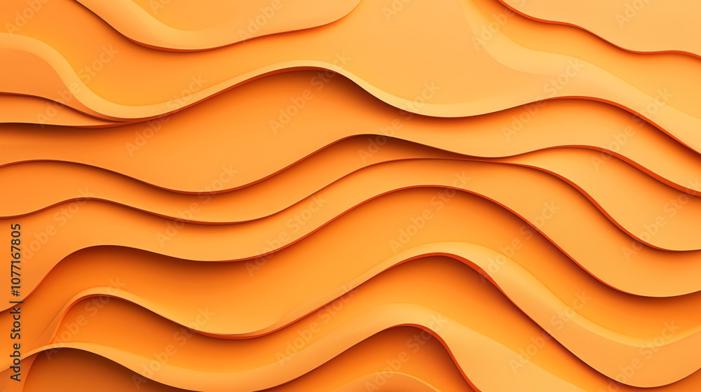 Obraz premium Abstract orange layered wavy design with overlapping curves creating a textured and seamless background pattern.