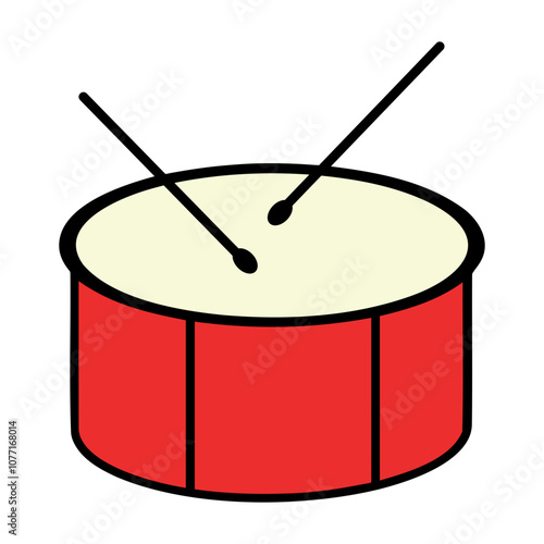 Drum With Drumsticks Isolated On White