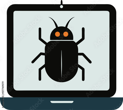 Computer bug icon software or program vector image Shilouette
