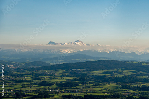 Mount Saentis in Switzerland seen from a small plane photo