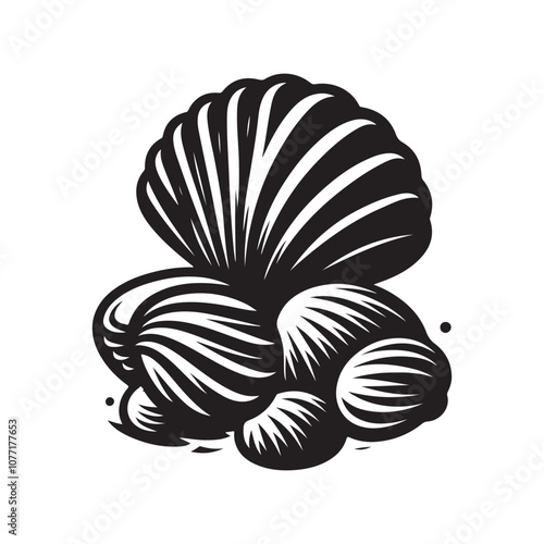 Clams Silhouette Vector Illustration | Sea Life Icons for Coastal Designs