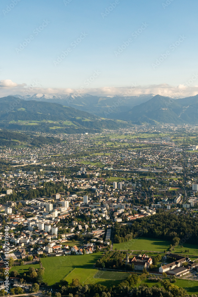 Obraz premium Bregenz area in Austria seen from a small plane