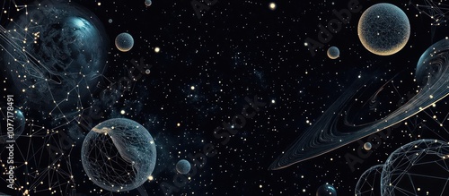 Video codec low poly in the form of a starry sky or space photo