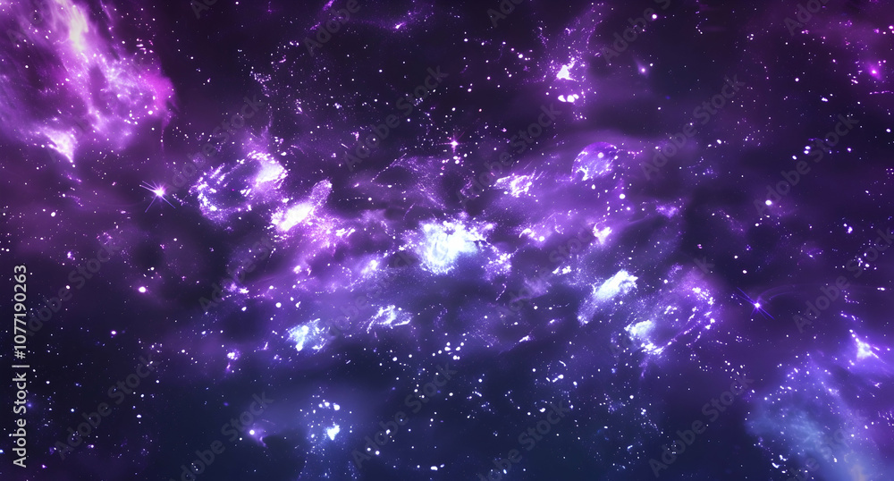 Fototapeta premium Starry sky, purple tones, stars twinkling in the night sky, beautiful and dreamy, panoramic view of starry sky, distant galaxy, high definition photography