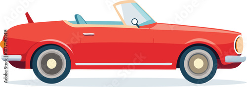 Classic red convertible car flat vector