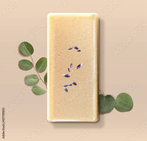 Realistic bio soap cosmetic. Plants soap isolated vector, ecological cosmetics