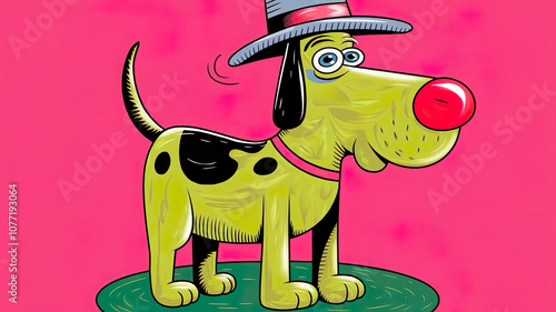 Quirky cartoon dog. Funny animal art.