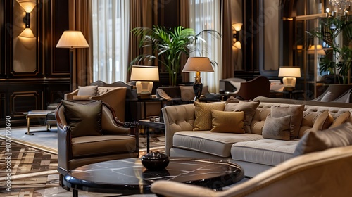 A stylish private club with elegant furniture and a refined atmosphere.