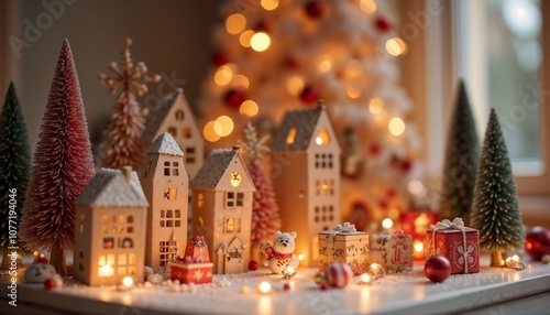 Wallpaper Mural Charming Christmas village scene with decorated houses and festive ornaments in a cozy setting Torontodigital.ca