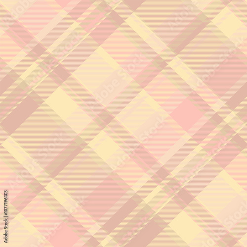 Usa check tartan fabric, scenery plaid texture pattern. Designer textile seamless vector background in light and moccasin colors.